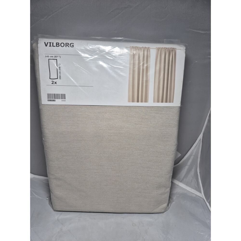 💥 IKEA VILBORG Curtains 2 Panels 1 pair Room Darkening 57" x 98" Beige NEW NIP